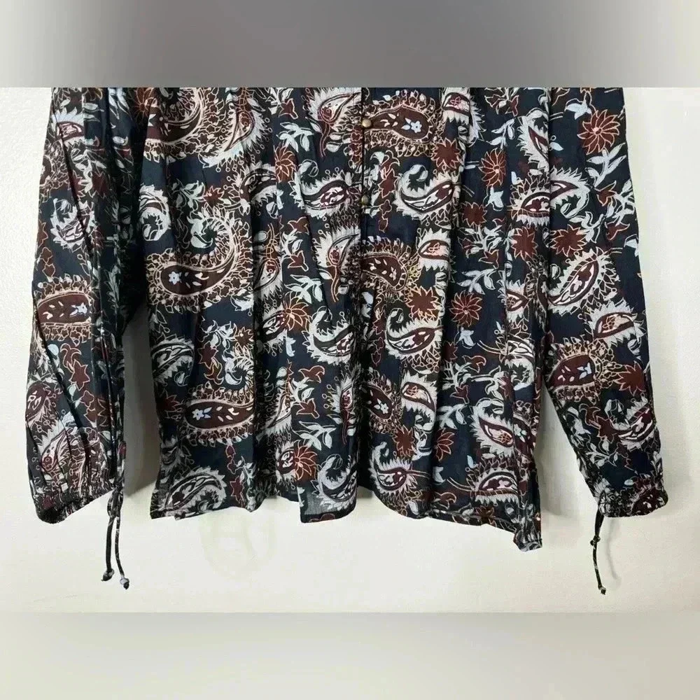 Cleobella Boho Jillian Blouse Avalon Block Print
